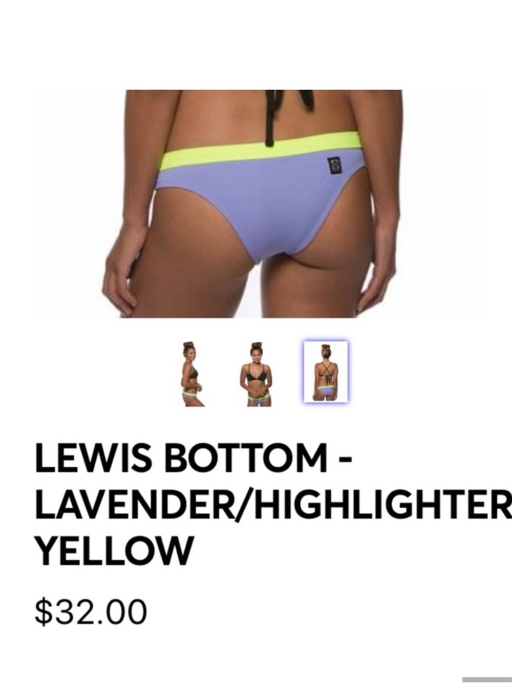 Jolyn | "Lavender and Highlighter Yellow" Lewis Bikini Bottoms | Size Small